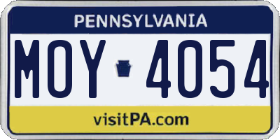 PA license plate MOY4054
