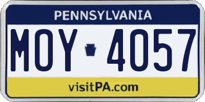 PA license plate MOY4057