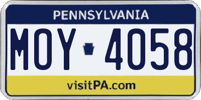 PA license plate MOY4058