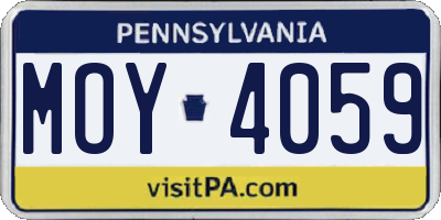 PA license plate MOY4059