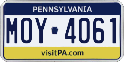 PA license plate MOY4061
