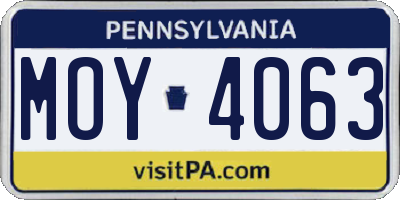 PA license plate MOY4063