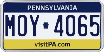PA license plate MOY4065