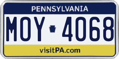 PA license plate MOY4068