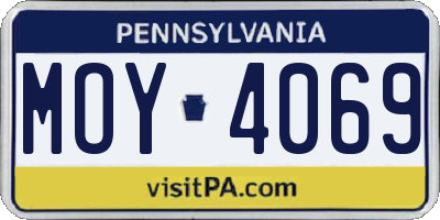 PA license plate MOY4069