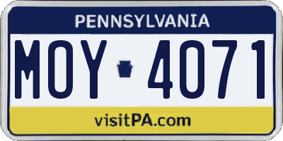 PA license plate MOY4071