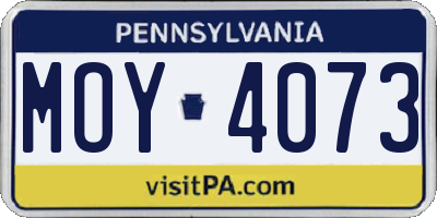 PA license plate MOY4073