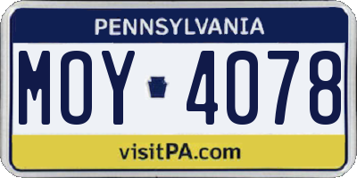 PA license plate MOY4078