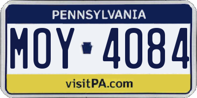 PA license plate MOY4084