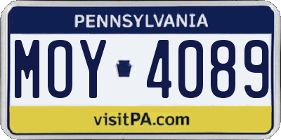 PA license plate MOY4089