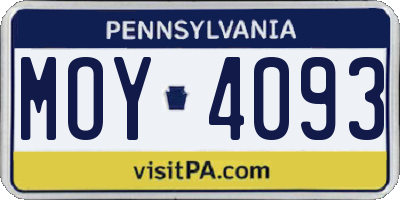 PA license plate MOY4093