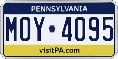 PA license plate MOY4095