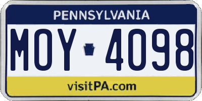 PA license plate MOY4098