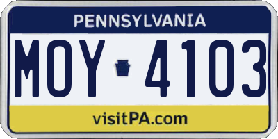 PA license plate MOY4103