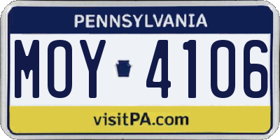 PA license plate MOY4106