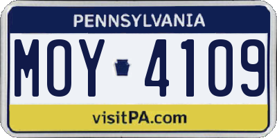 PA license plate MOY4109