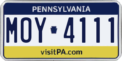 PA license plate MOY4111