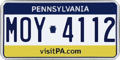 PA license plate MOY4112