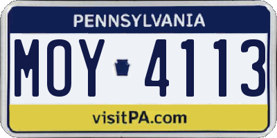 PA license plate MOY4113