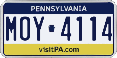 PA license plate MOY4114