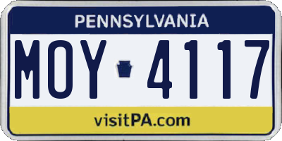 PA license plate MOY4117