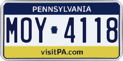 PA license plate MOY4118