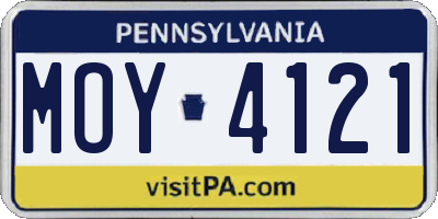 PA license plate MOY4121