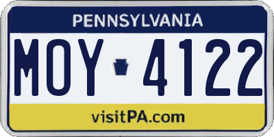 PA license plate MOY4122