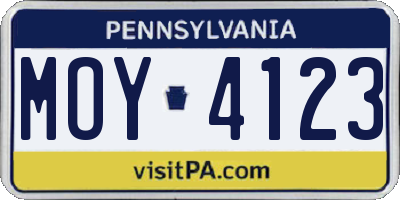 PA license plate MOY4123