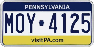 PA license plate MOY4125