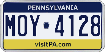 PA license plate MOY4128