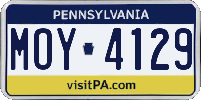 PA license plate MOY4129