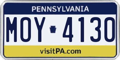 PA license plate MOY4130