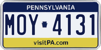 PA license plate MOY4131