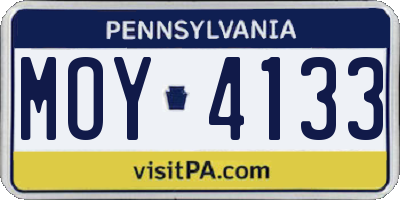 PA license plate MOY4133
