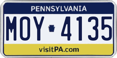 PA license plate MOY4135