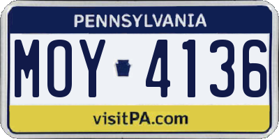 PA license plate MOY4136