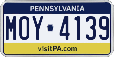 PA license plate MOY4139