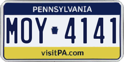 PA license plate MOY4141