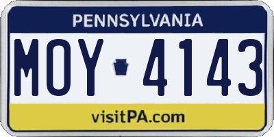 PA license plate MOY4143