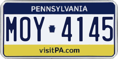 PA license plate MOY4145