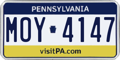 PA license plate MOY4147