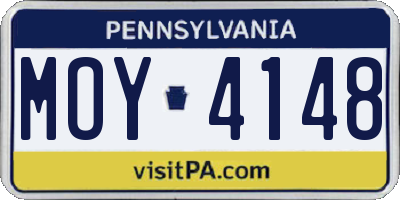 PA license plate MOY4148