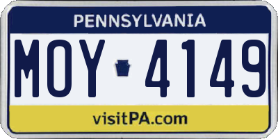 PA license plate MOY4149