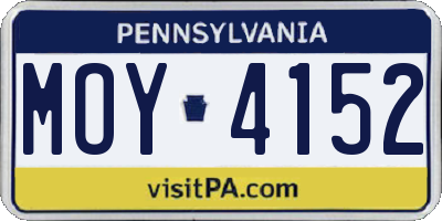 PA license plate MOY4152