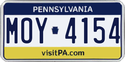 PA license plate MOY4154