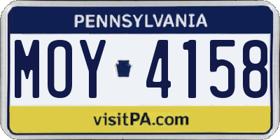 PA license plate MOY4158