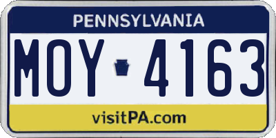 PA license plate MOY4163