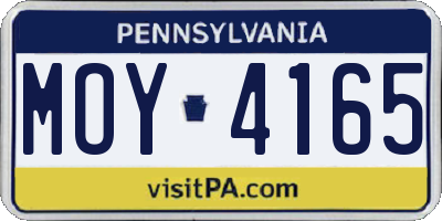 PA license plate MOY4165