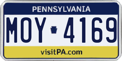 PA license plate MOY4169